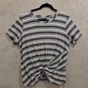 Jones New York Front Twist T Shirt Women's Size XL Striped Top Casual Comfy